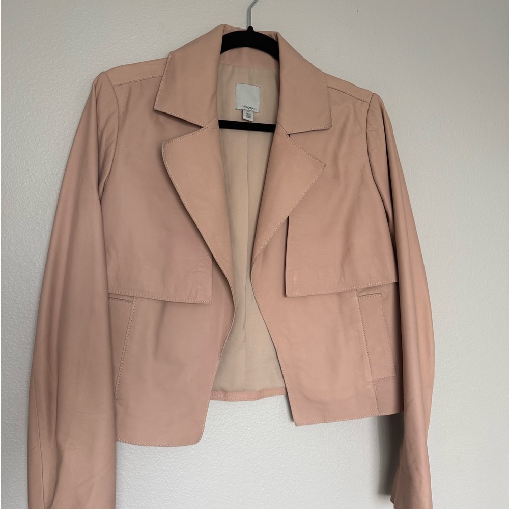 Halogen Women's Light Pink Leather Jacket